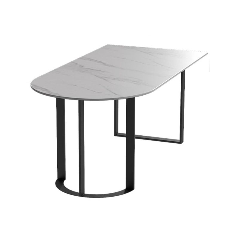 Free Form Sintered Stone Top Table for Restaurant Luxury Dining Table with Double Pedestal