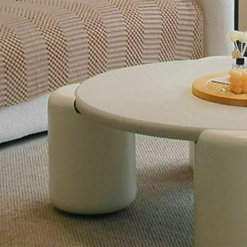 Contemporary White Round Wooden Coffee Table with 4 Legs Cocktail Table