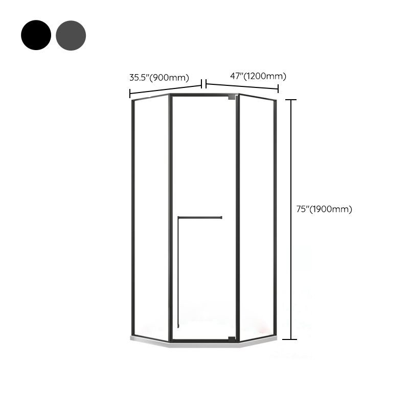 Pivot Diamond-shaped Shower Room Frame Tempered Swing Shower Door