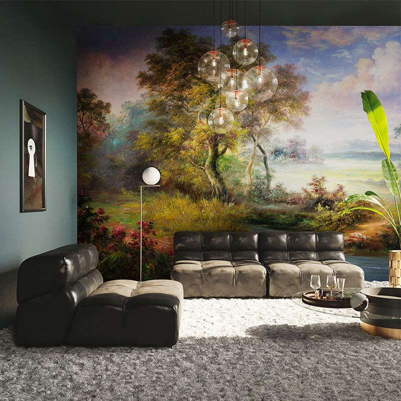 Mural de papel de pared Forest Stream, arte clásico de pared de Color oscuro para el hogar, tamaño personalizado