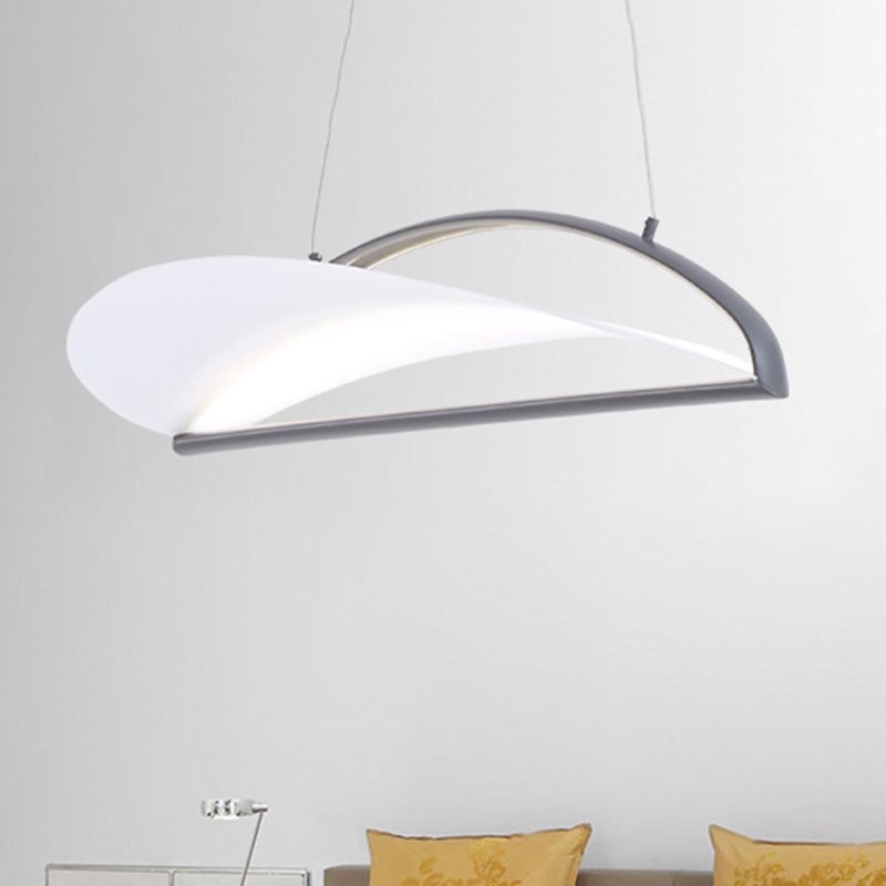 Lámpara de luz de techo ultra delgada gris/blanca lámpara colgante acrílica LED minimalista, 16.5 "/23.5" de ancho