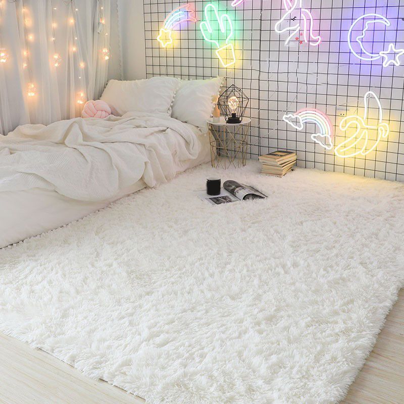 Romantic Solid Color Rug Plush Indoor Rug Non-slip Area Carpet for Bedroom
