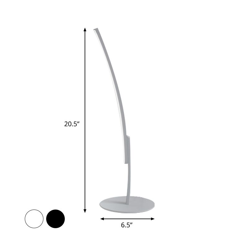 Illuminazione da lavoro a LED per camera da letto Modernismo Lampada da scrivania piccola bianca/nera con paralume acrilico sinuoso