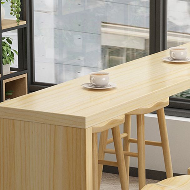 Modern Rectangle Pine Wood Bar Table Set 1/5/9 Pieces Counter Table with Backless Stools