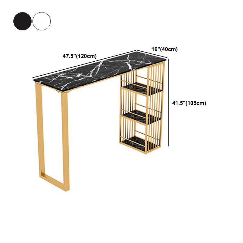 1/4 Pieces Luxurious Rectangle Pub Table Set Marble Counter Table Set with High Stools