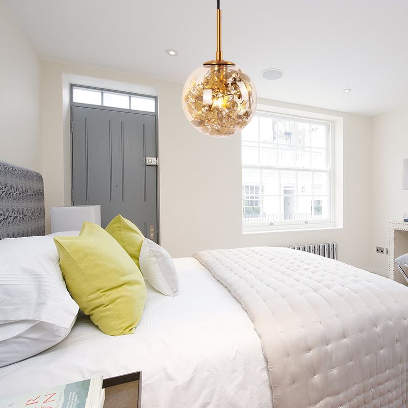 Duidelijke glazen orb -schaduw Wandlicht met bloem deco doek winkel 1 licht moderne hangende wandlamp in zilver/goud