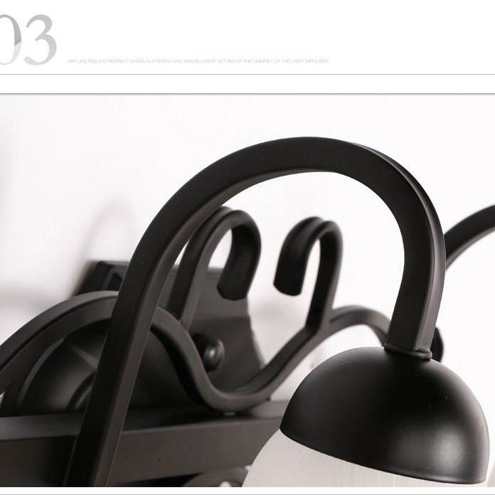 Traditional Style Shaded Wall Mounted Lighting Glass Wall Mounted Light in Black