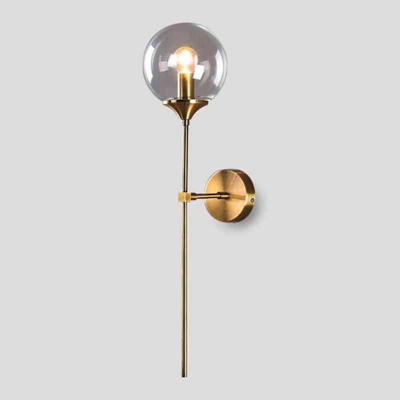 Contemporary Metal Wall Sconce Ball Shape Vanity Lamp with Glass Shade for Bathroom
