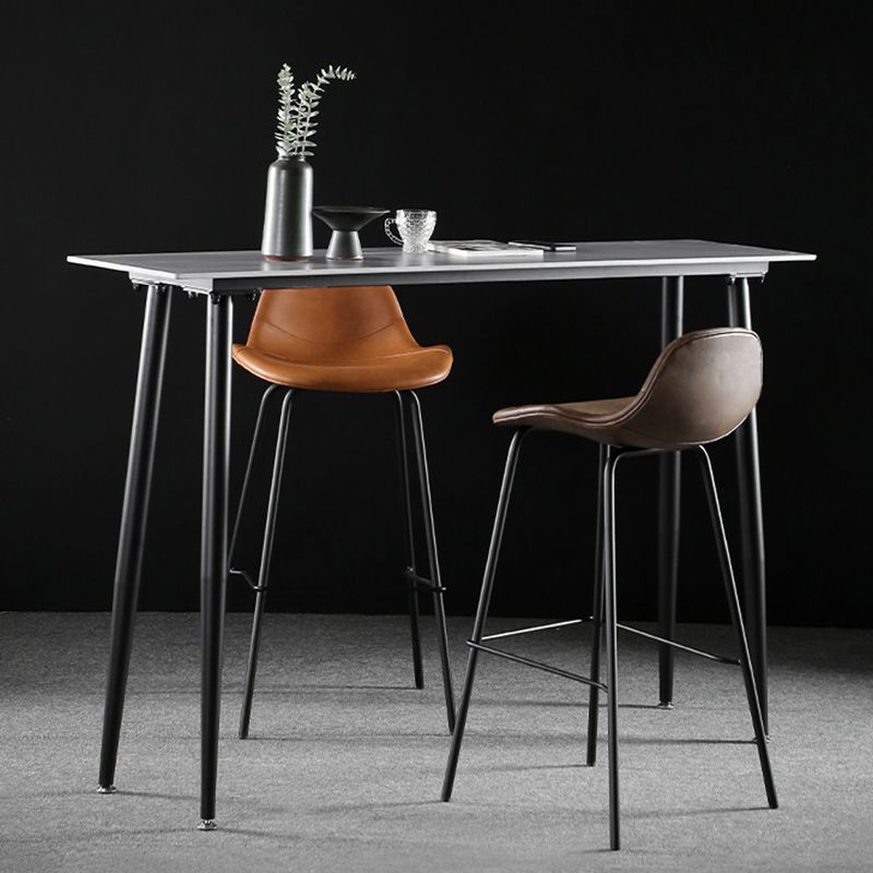 Industrial Style Bar Table Stone Rectangle Pub Table in Gray