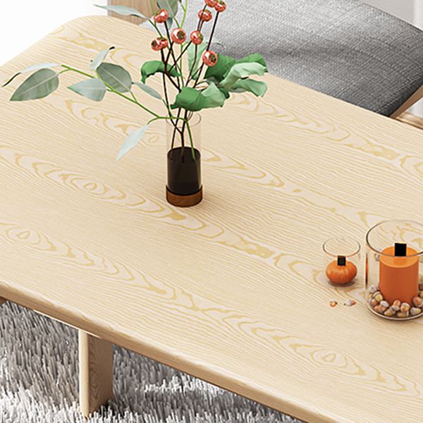 Contemporary Rectangular Wooden Dining Table with 4 Metal Foot
