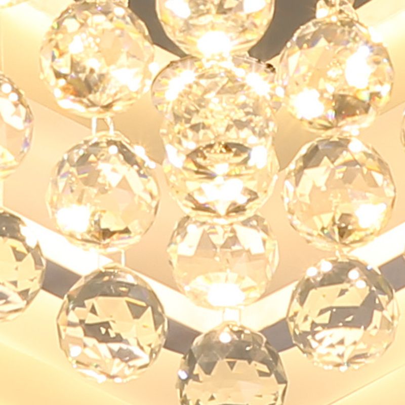 19.5"/23.5"/27.5" W LED Flush Ceiling Light Modern White Square Crystal Flush Mount Lighting, Warm/White Light