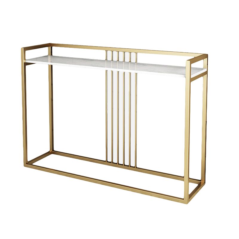 Glam Accent Table Marble Top Golden Sofa Console Table for Hall
