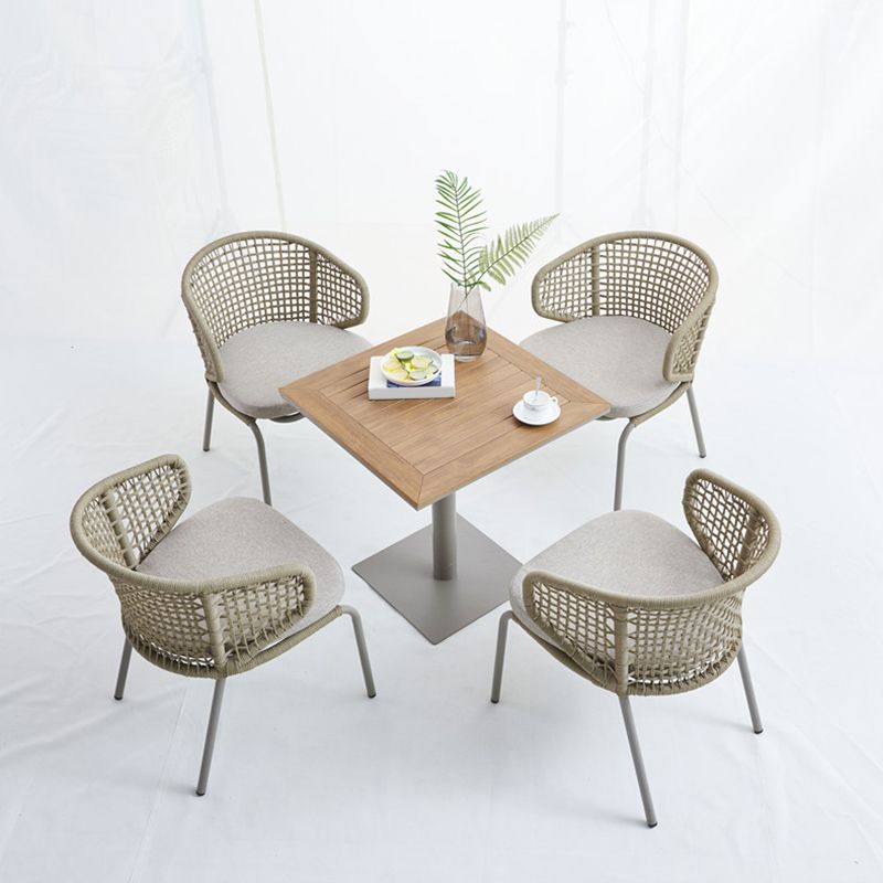 Boho Outdoor Dining Table Set 1/4/5 Pcs Rattan Matte Finish Dining Set
