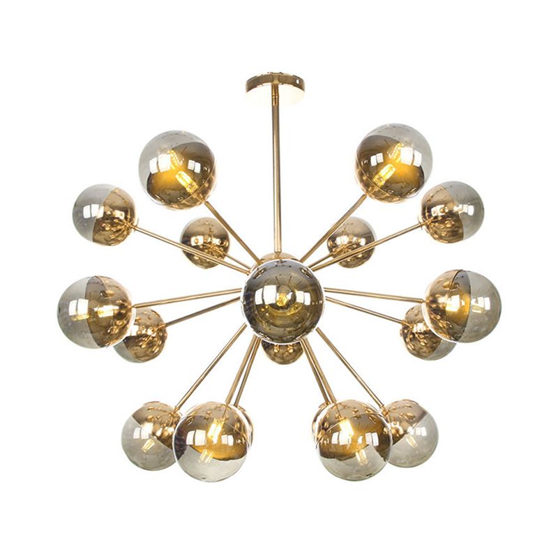 Semi-encastré Globe pour salle à manger, verre blanc/transparent/gris fumée, 9/12/15 lumières, luminaire semi-encastré contemporain en cuivre/chrome/or