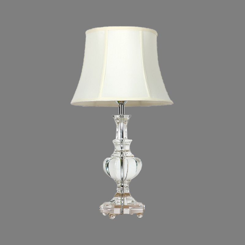 1 Bulb Urn Shape Task Lighting Modernism Beveled Crystal Nightstand Lamp in White