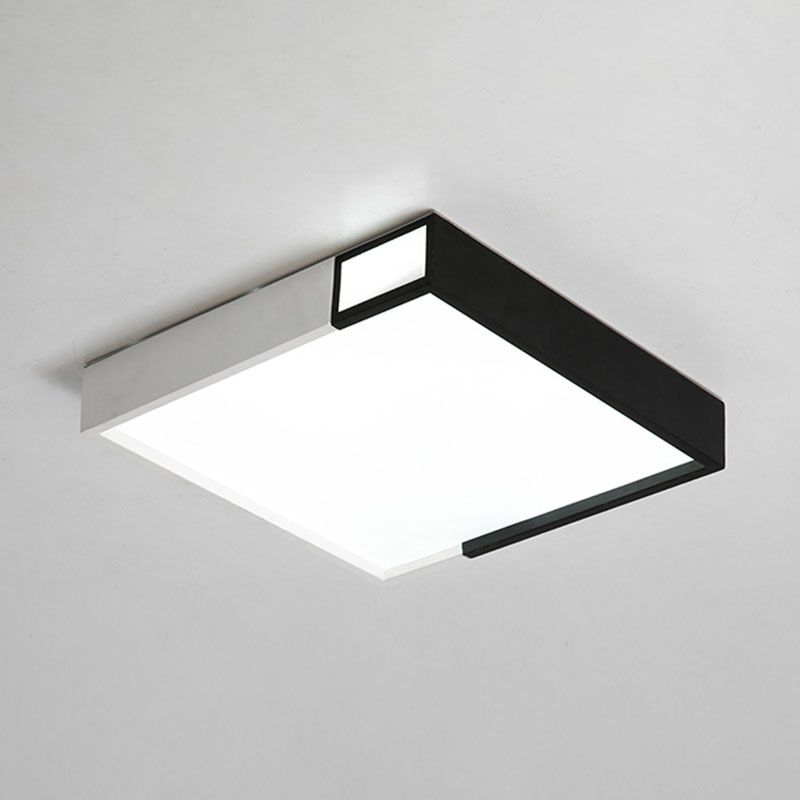 Viereckige Form LED Flush Mount Light Simple Metal Schwarz und Weiß Deckenlicht Flush Mount