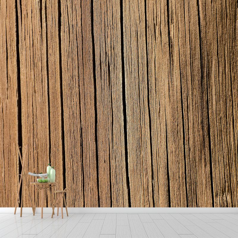 Dark Coor Wood Look Mural Industrial Wallpaper Whole Wall Decor for Dining Room