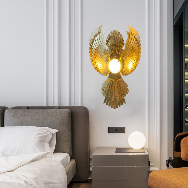 Metall Phoenix Wandleuchte Leuchte Art Deco 1 Leichte goldene Wandbeleuchtung für Wohnzimmer