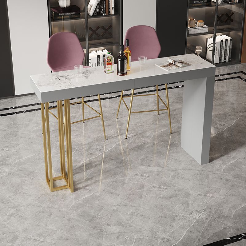 Glam Style Bar Table Rectangle Stone Bar Dining Table for Living Room