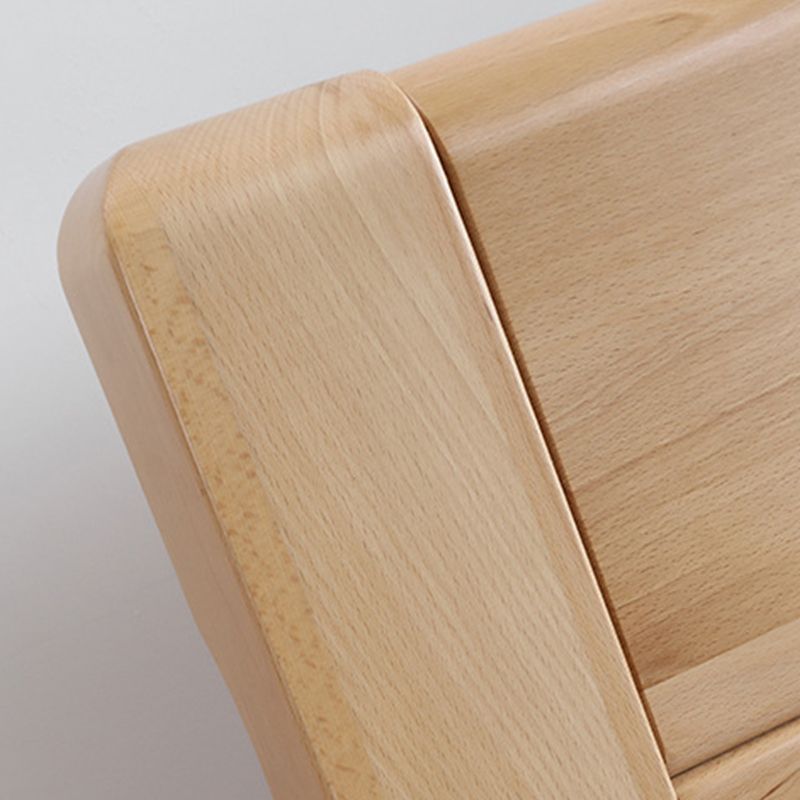 Traditional Style Bed Frame Beech Solid Color Bed with Headboard