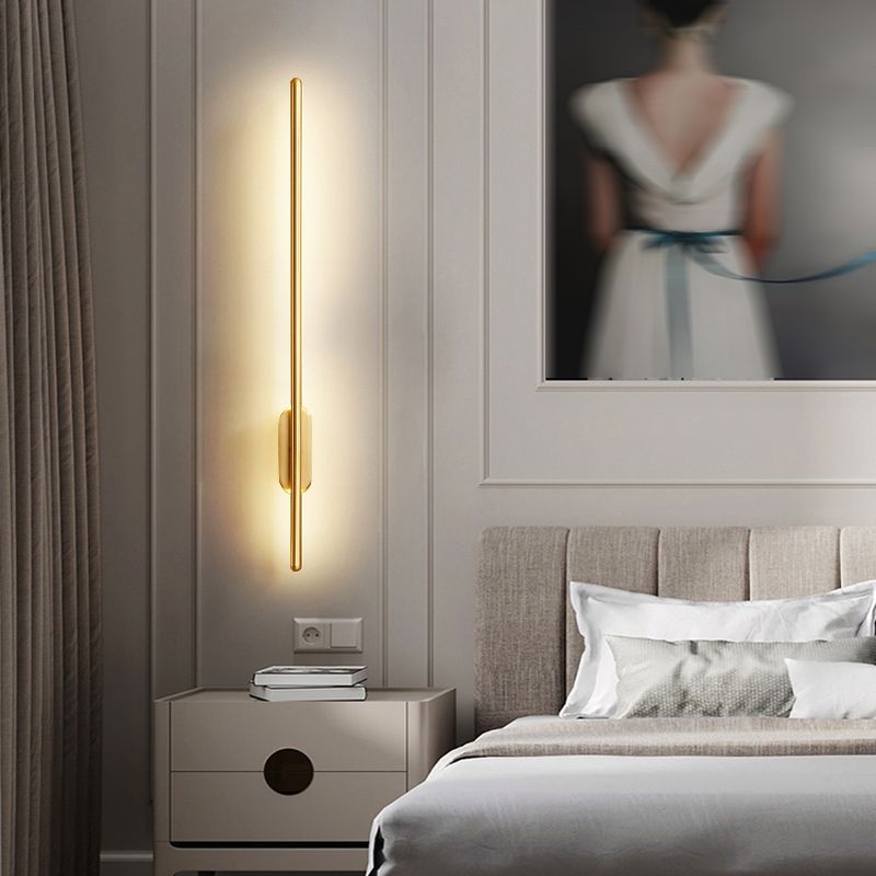 Minimalist LED Wall Lamp Thin-Line Copper Sconce Lighting for Bedroom