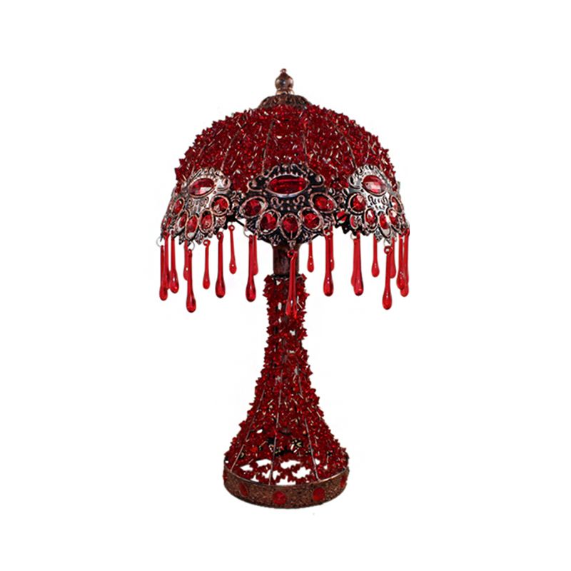 Handgeweven geschulpte nachtkastje lamp Boheemse acryl 1-licht koperen nachtstandlicht licht met druppel franje