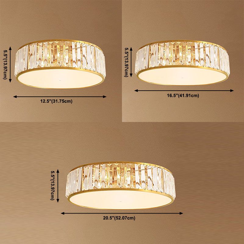 Luz de techo dorada y cobre en montaje empotrado circular de cristal estilo colonial de lujo para espacios interiores