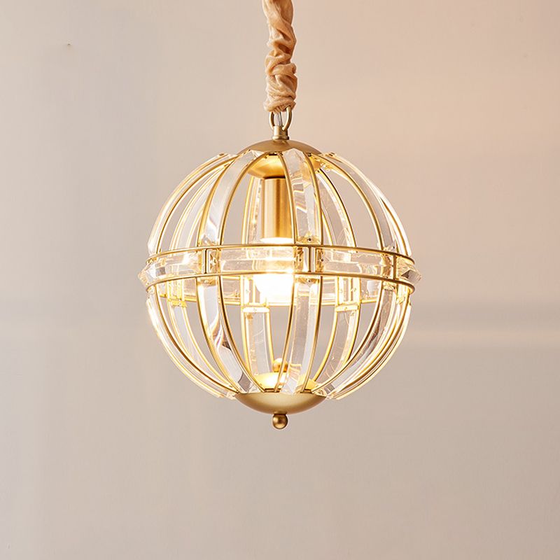 Modern Metal Crystal Ball Chandelier Light Multi Head Hanging Light for Restaurant