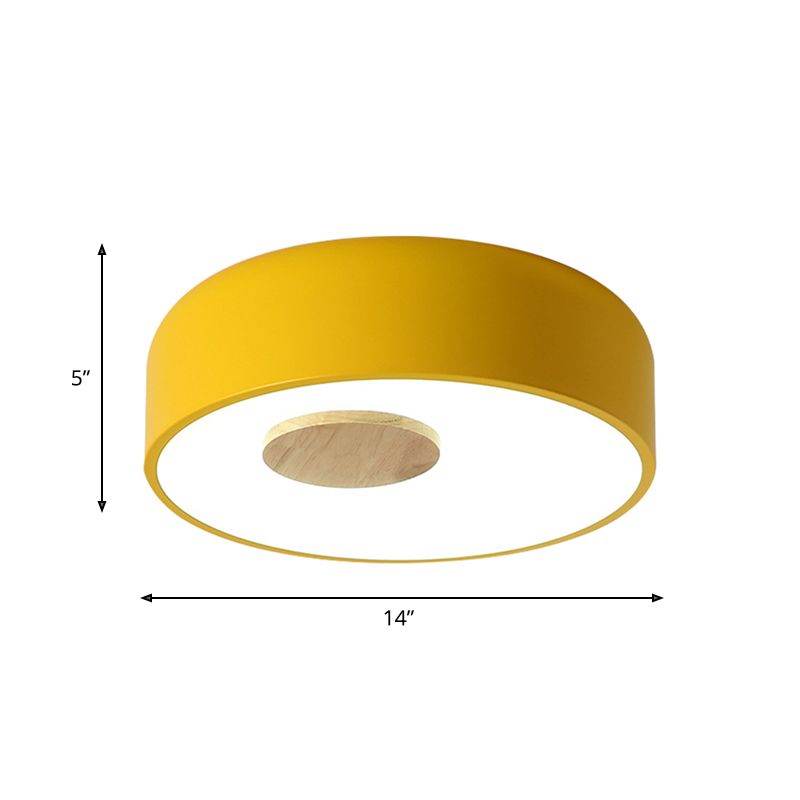 Lámpara de techo empotrada redonda de metal con difusor acrílico, montaje empotrado en techo gris nórdico/amarillo/verde para sala de estar en blanco cálido/blanco