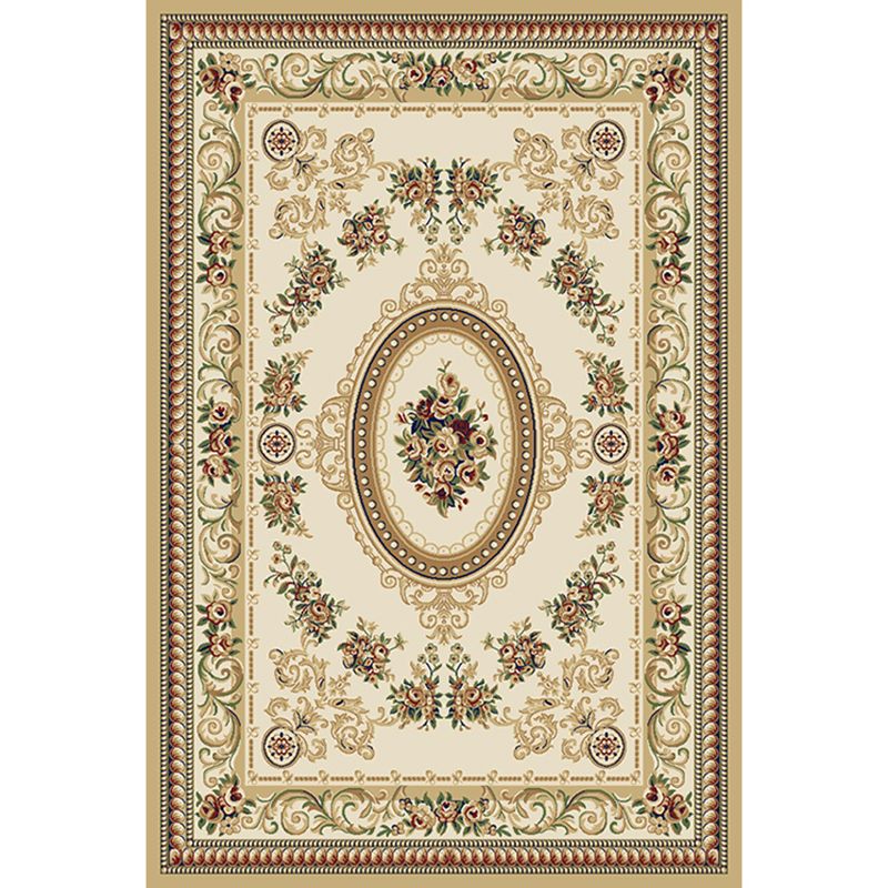 Yellow European Area Carpet Polyester Tribal Pattern Rug Easy Care Washable Rug for Home Decor