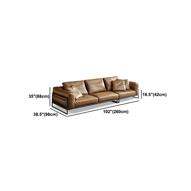 Square Arm Sofa Modern Sofa 38.58" D x 34.64" H Sofa with Pillow