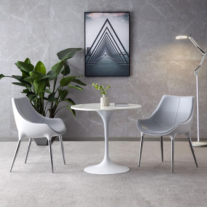 Silla de comedor estilo moderno Sillas auxiliares con brazo de cocina y patas de metal (juego de 2)