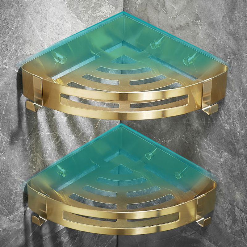 Modern Gold/Silver 3-Piece Bathroom Accessory Set, Bath Shelf