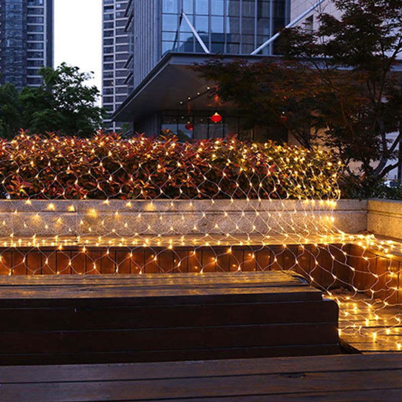 Net Shaped Solar Curtain String Light Set Nordic Plastic Outdoor LED Landscape Light