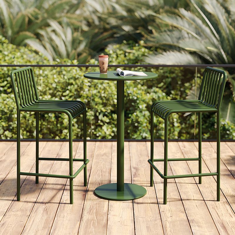 Iron Outdoor Counter Stools Industrial Low Back Bar Stools with Square Seat