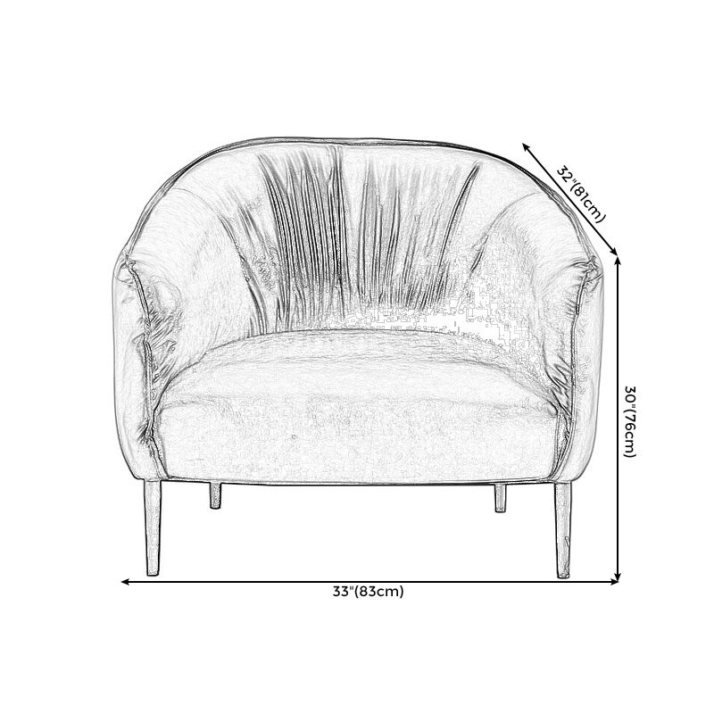 Solid Color Bedroom Leather Arms Included Round Arms Camel Back Barrel Chair