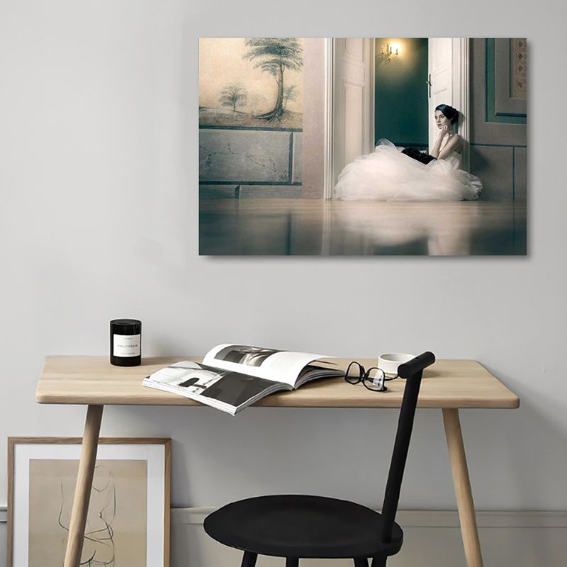 Photographic Ballerina Wall Art Nordic Textured Living Room Canvas Print in Black