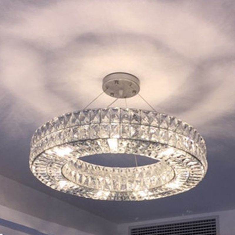 Lampadario circolare di cristalli leggeri di lusso moderno per soggiorno per soggiorno