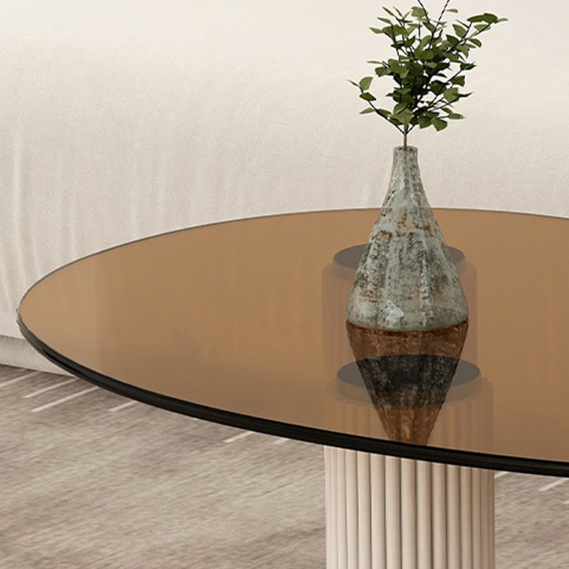 14.9"H 3 Legs Base Solid Color Glass/Slate Irregular Top Coffee Table