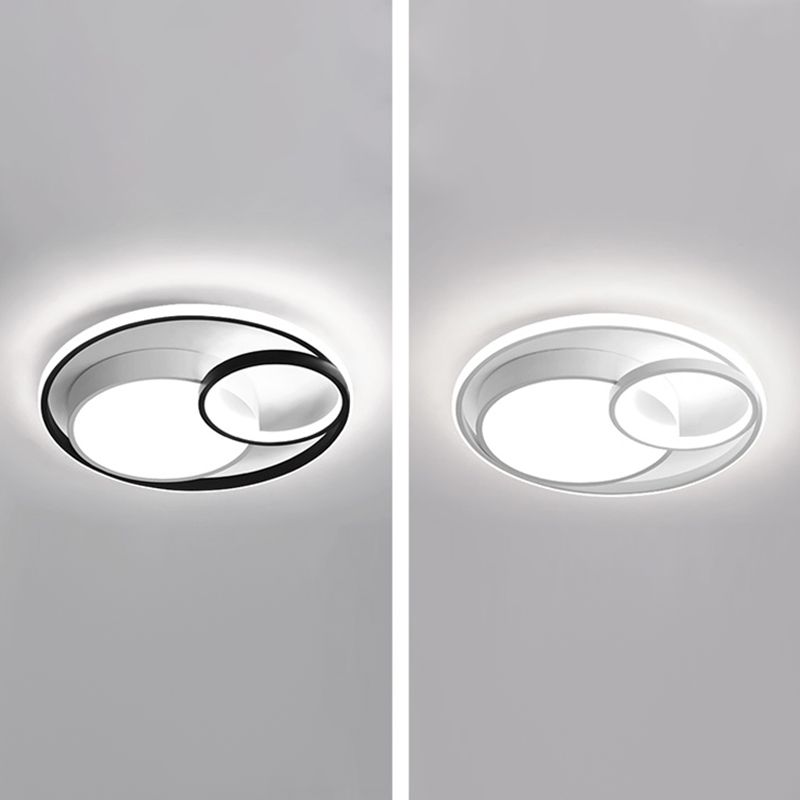 Metal Round Shade Flush Ceiling Light Modern Style 3 Lights Flush Mount Fixture