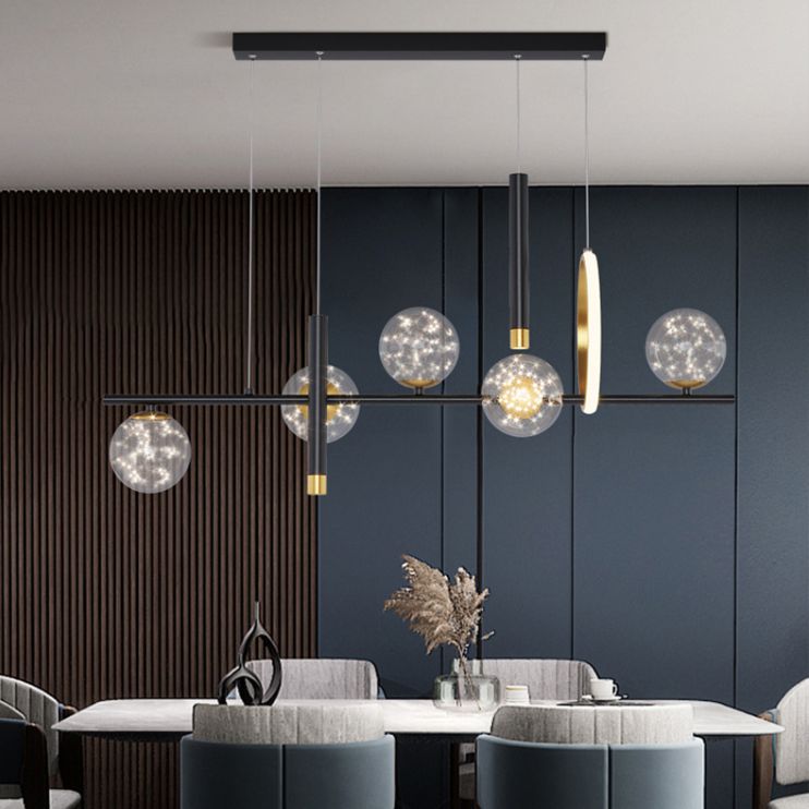 Modern Luxury Globe LED Island Pendant Light Wrought Iron Pendant Light with Clear Glass Shade