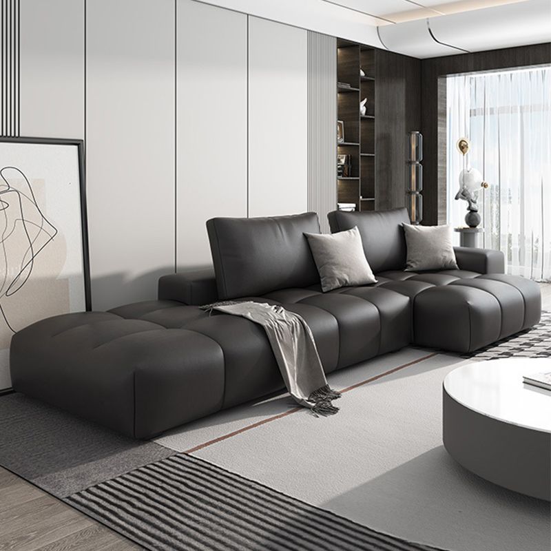 Faux Leather Pillow Back Sectional Brown/Black 106.29" Wide Sectional