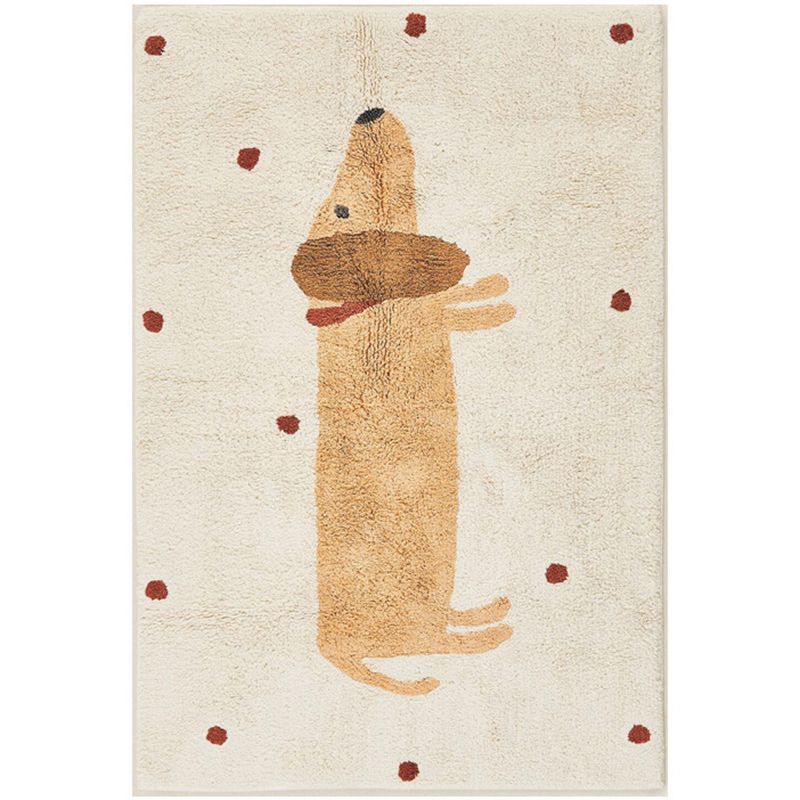 Soft Animals Area Rug Khaki Kids Indoor Rug Polyester Non-Split Backing Carpet for Bedroom