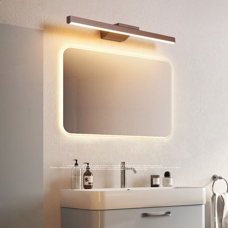Straight Wall Sconce Lighting Simplicity Acrylic LED Bathroom Sconce Light Fixture in Coffee
