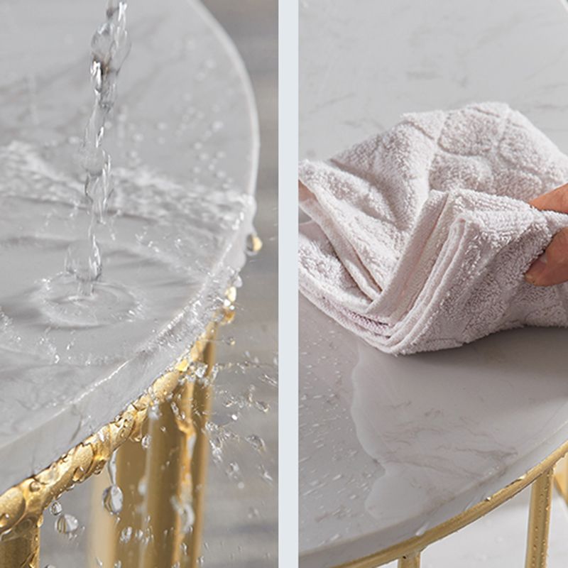 Glam Marble Coffee Cocktail Table Frame Oval Coffee Table for Living Room