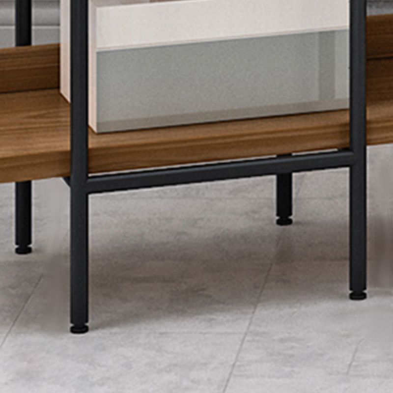 Metal Bookcase Industrial Book Shelf with Wood Rectangular Shelves