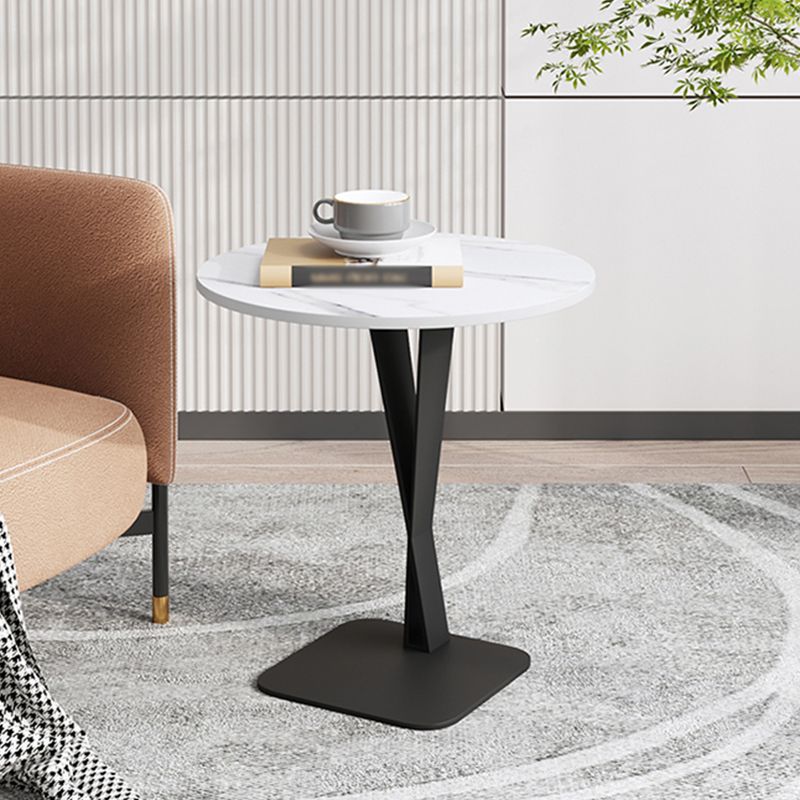 Modern Style Black Metal Iron Base Grey/black/white Slate Top Round Side Table
