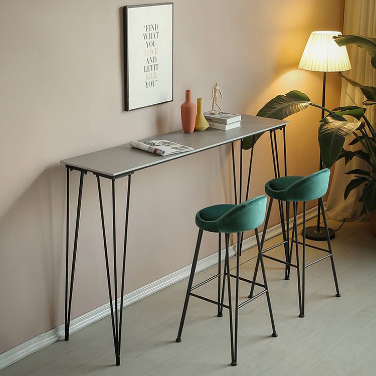 Rectangle Bar Table Industrial Stone Bar Wine Table with 4 Legs