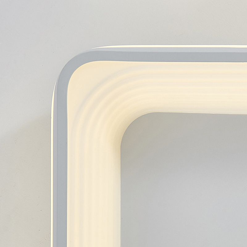 Plafonnier carré en métal de style simple blanc 48,3 cm/63,5 cm de large, plafonnier LED en 3 couleurs de lumière/télécommande à gradation continue