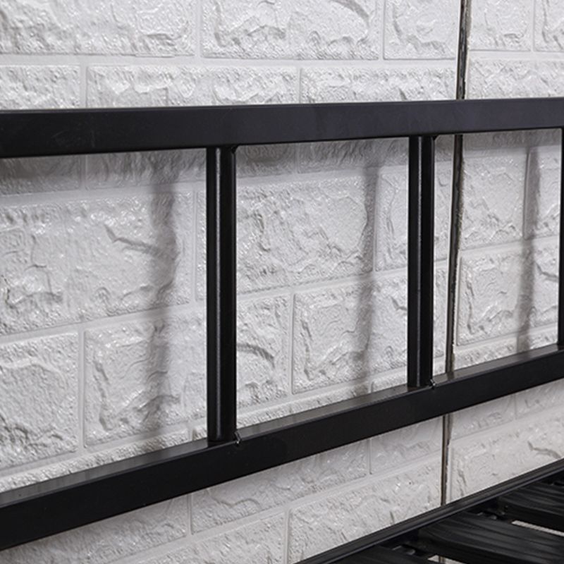 Black Metal Wire-Grid Bed Frame Industrial Style Iron High Open-Frame Bed